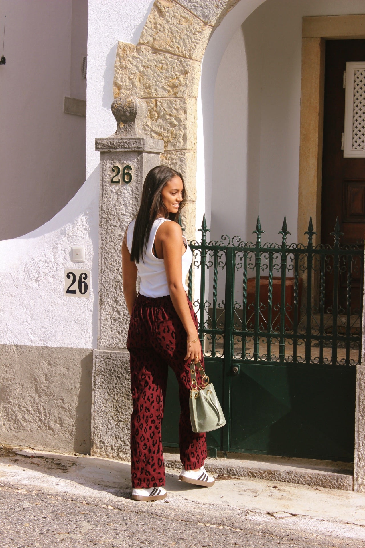 Calças Leopardo Bordô