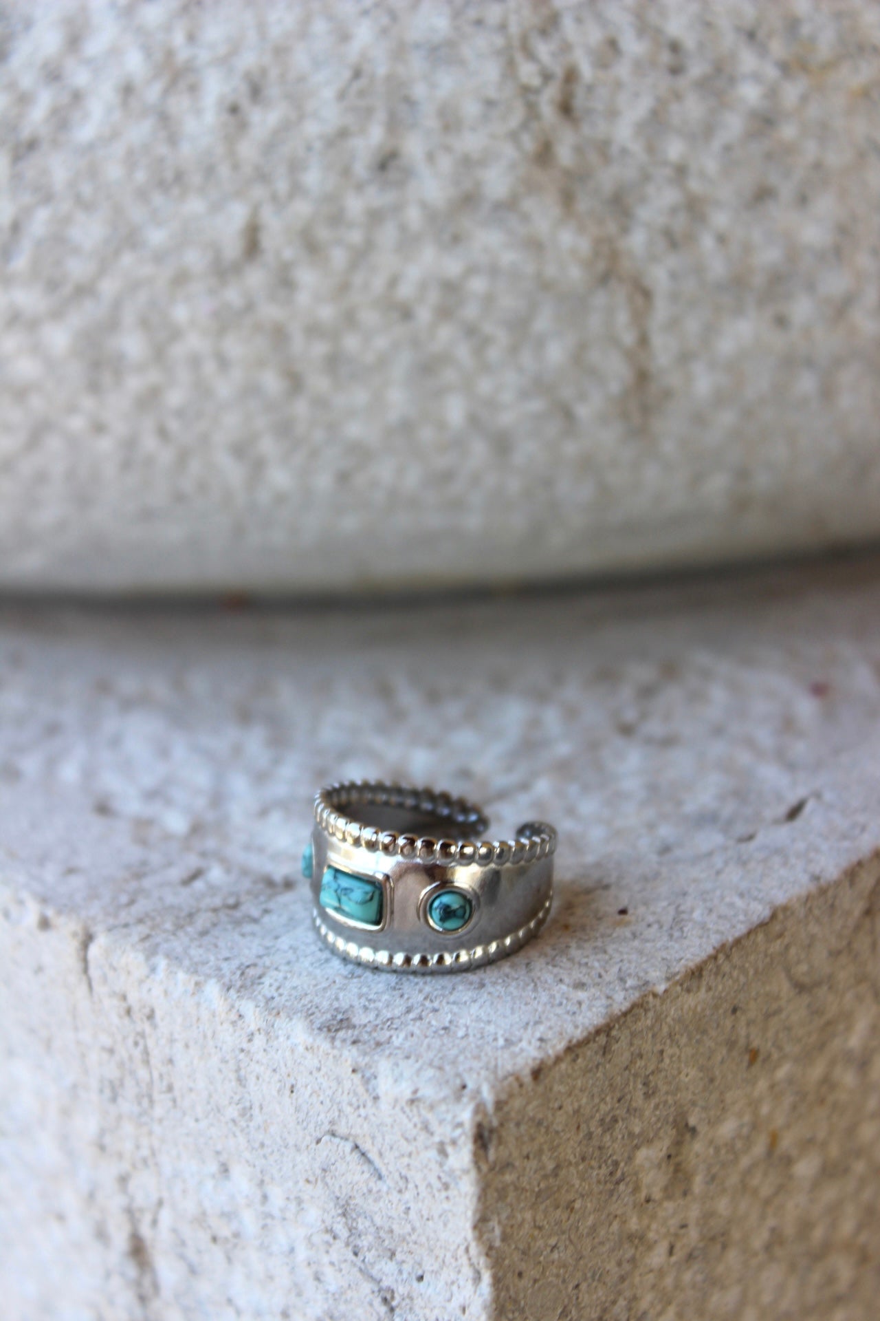 Anel Pedra Azul Prateado