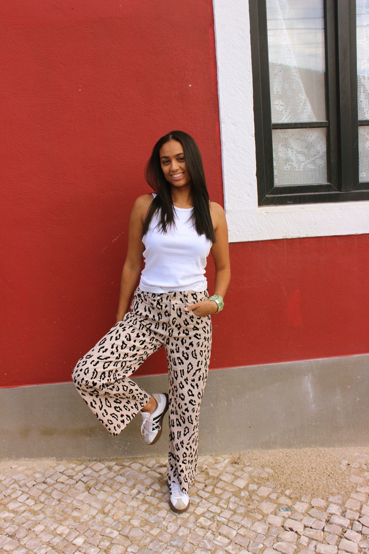 Calças Leopardo Bege