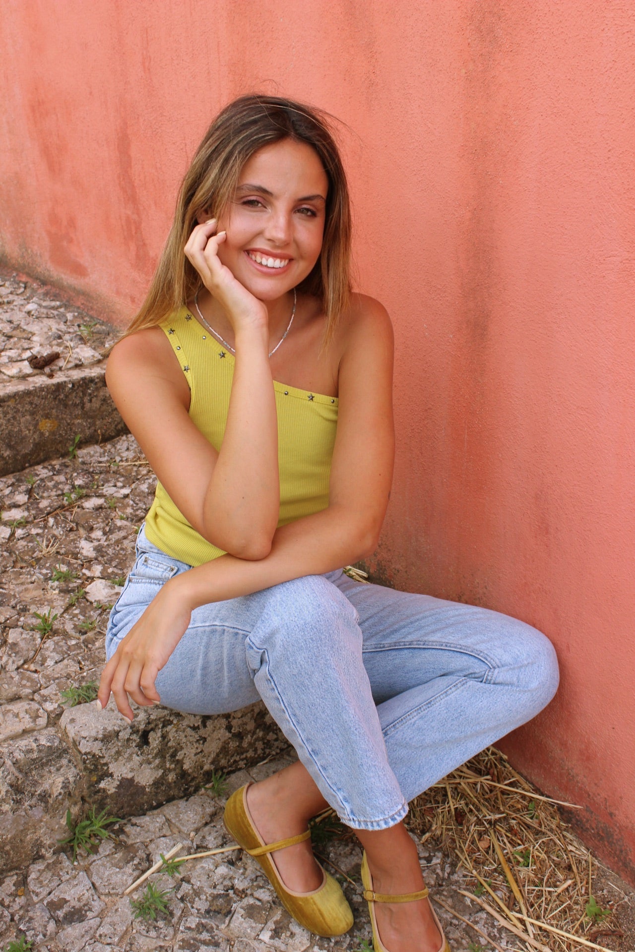 Top Amarelo Estrelas