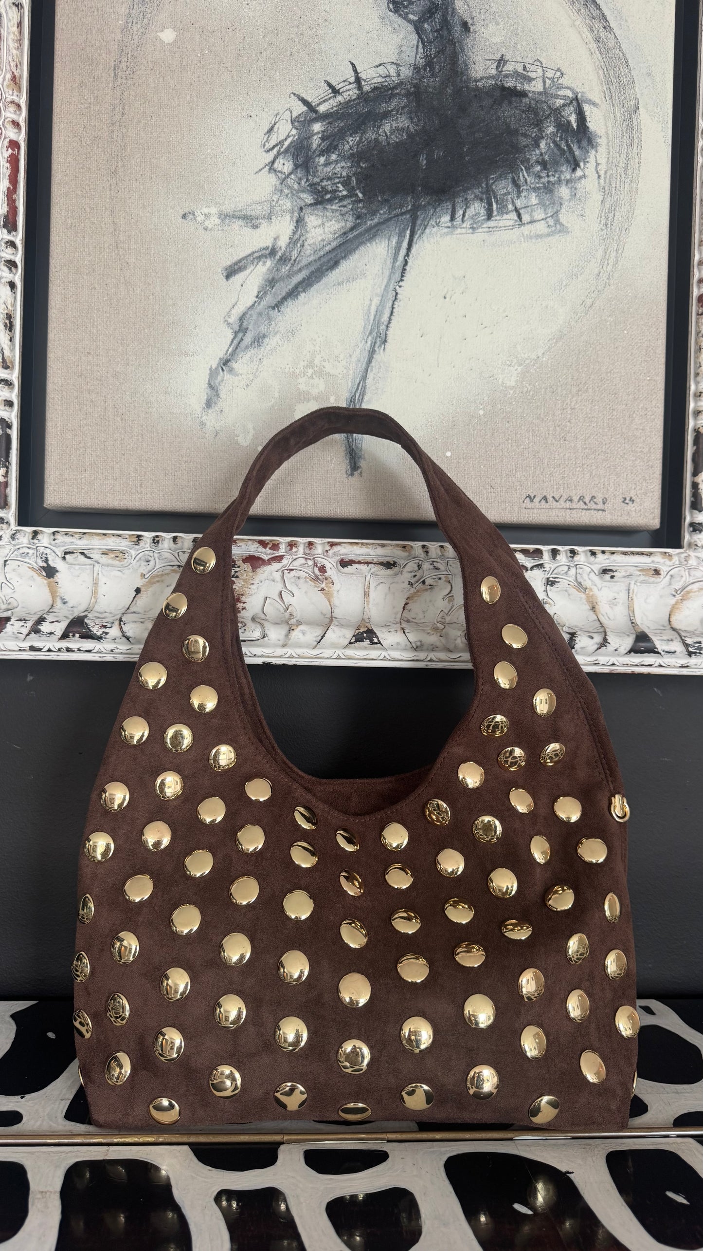 Carteira Tachas Castanha