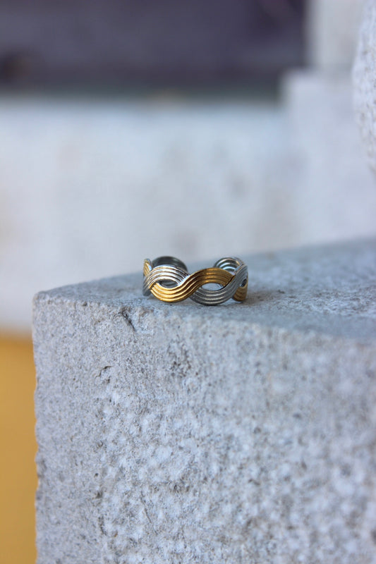 Anel Prateado e Dourado