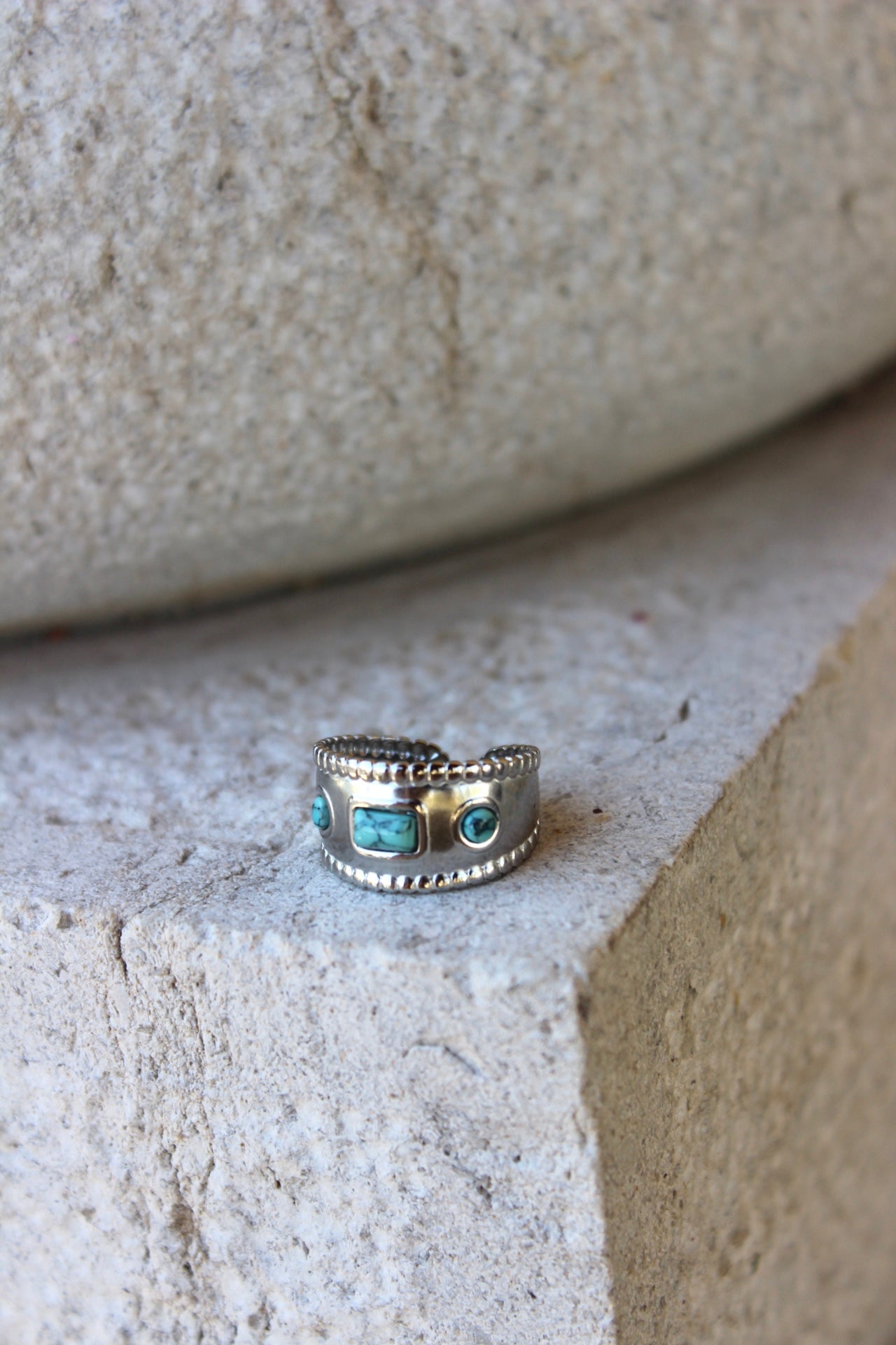 Anel Pedra Azul Prateado