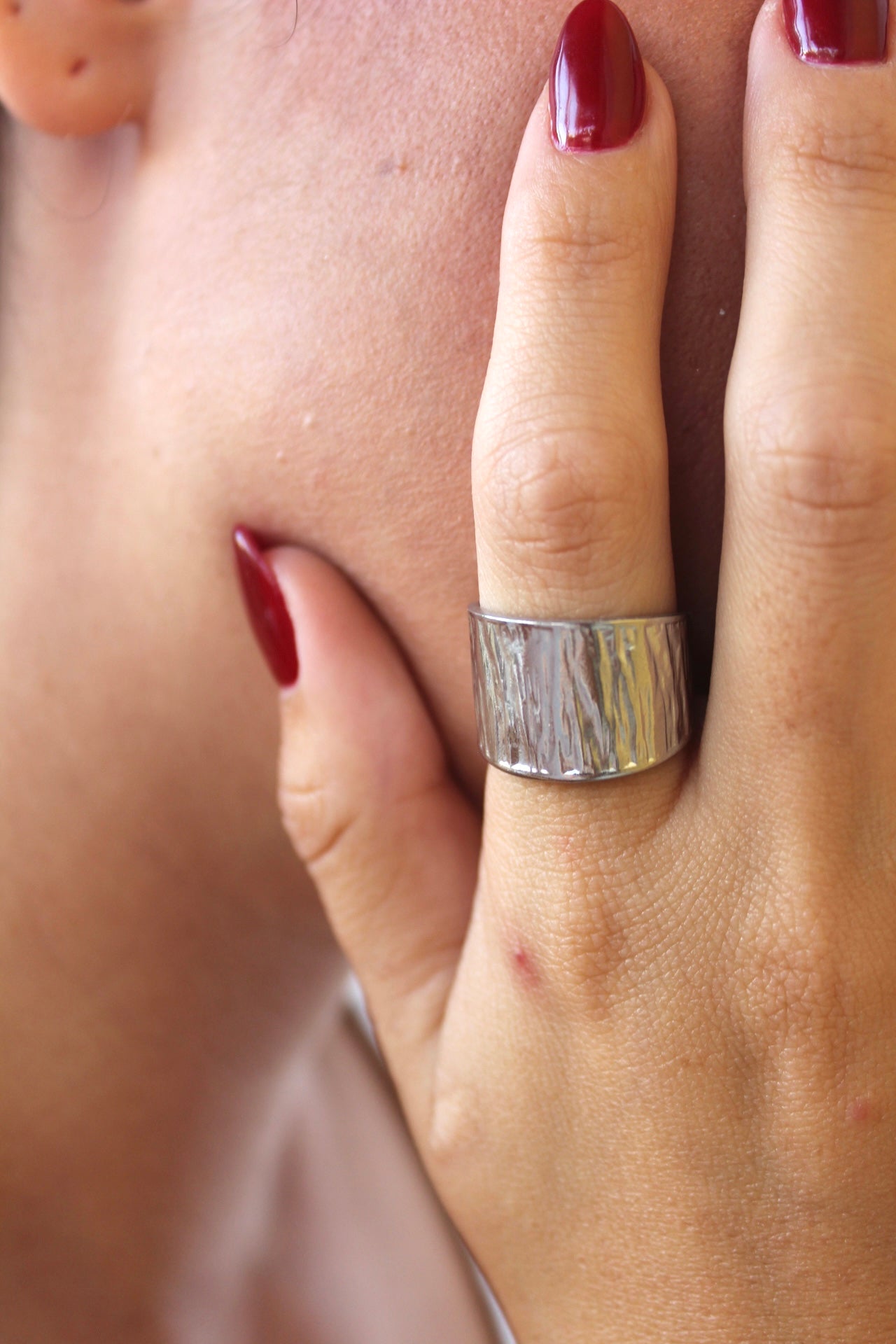 Anel Prateado Grande