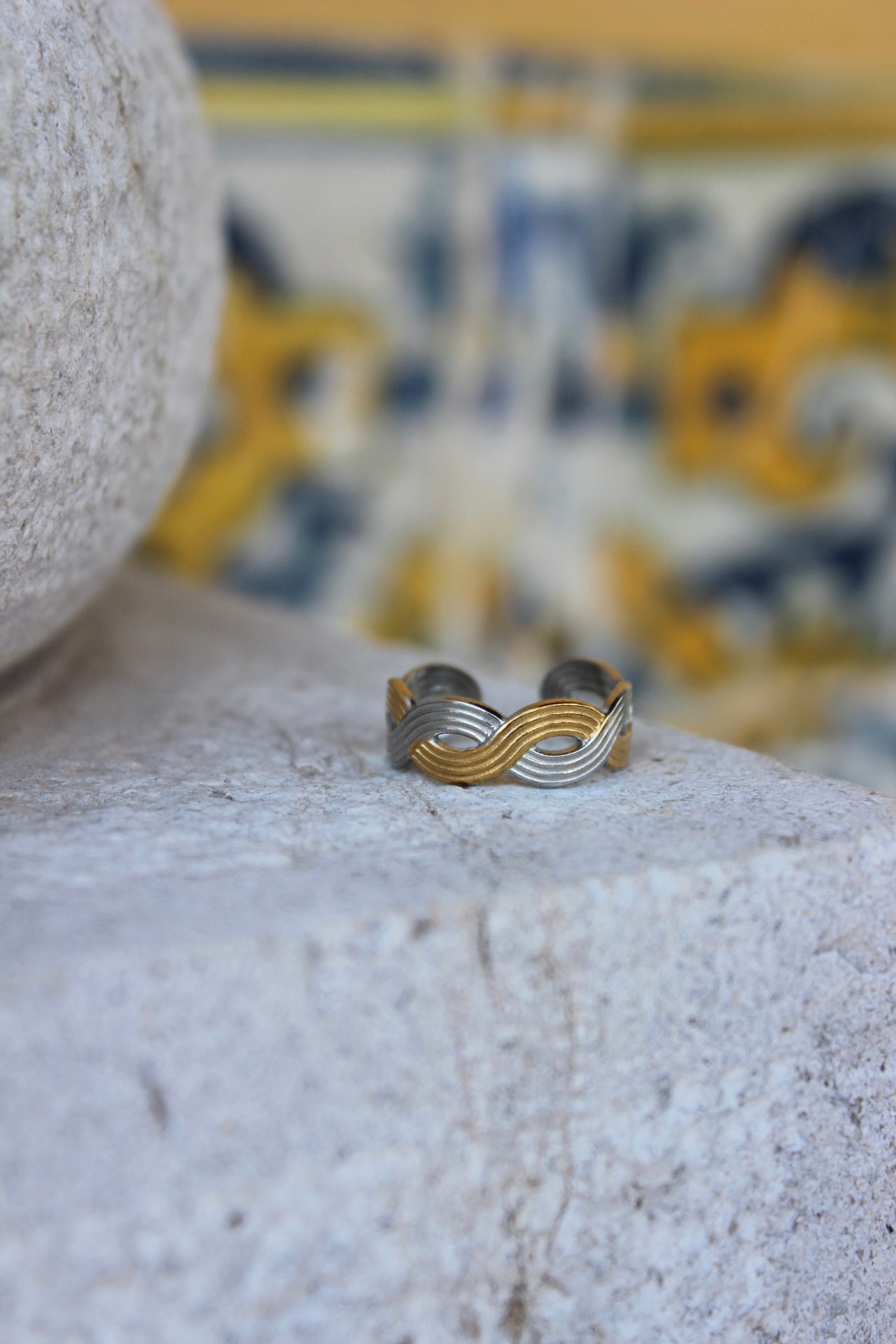 Anel Prateado e Dourado