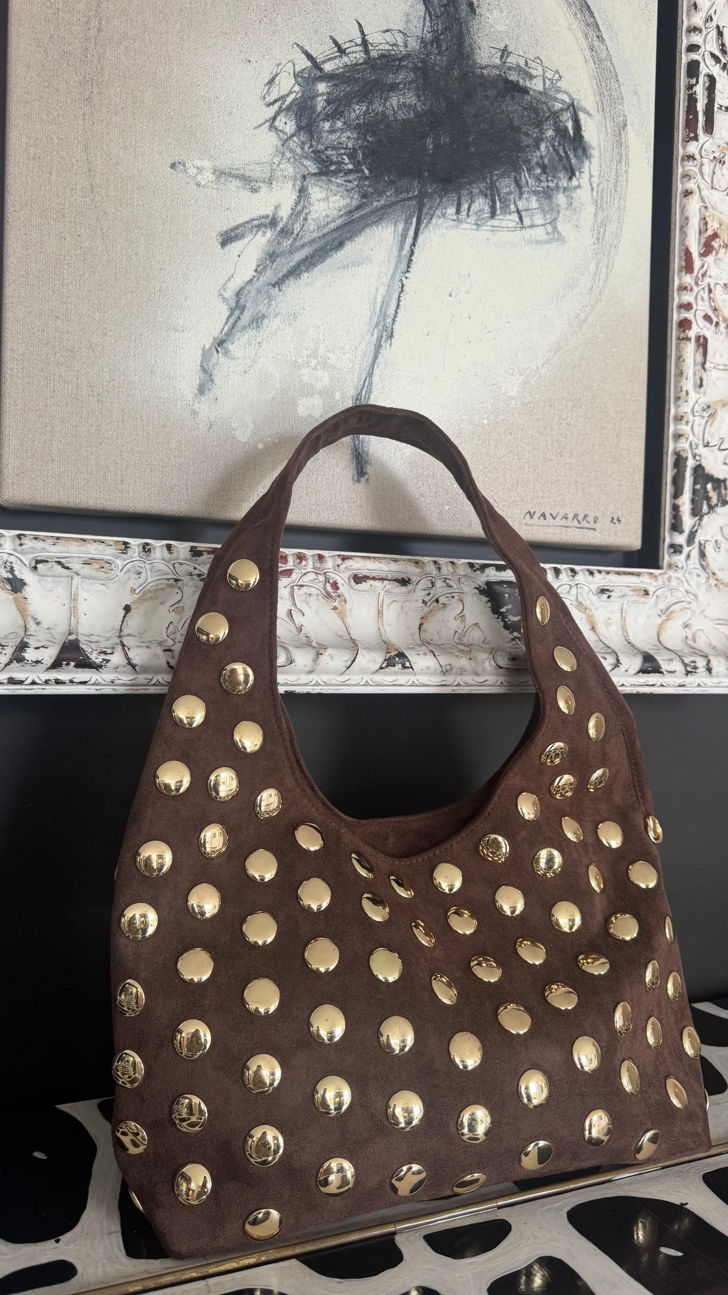 Carteira Tachas Castanha