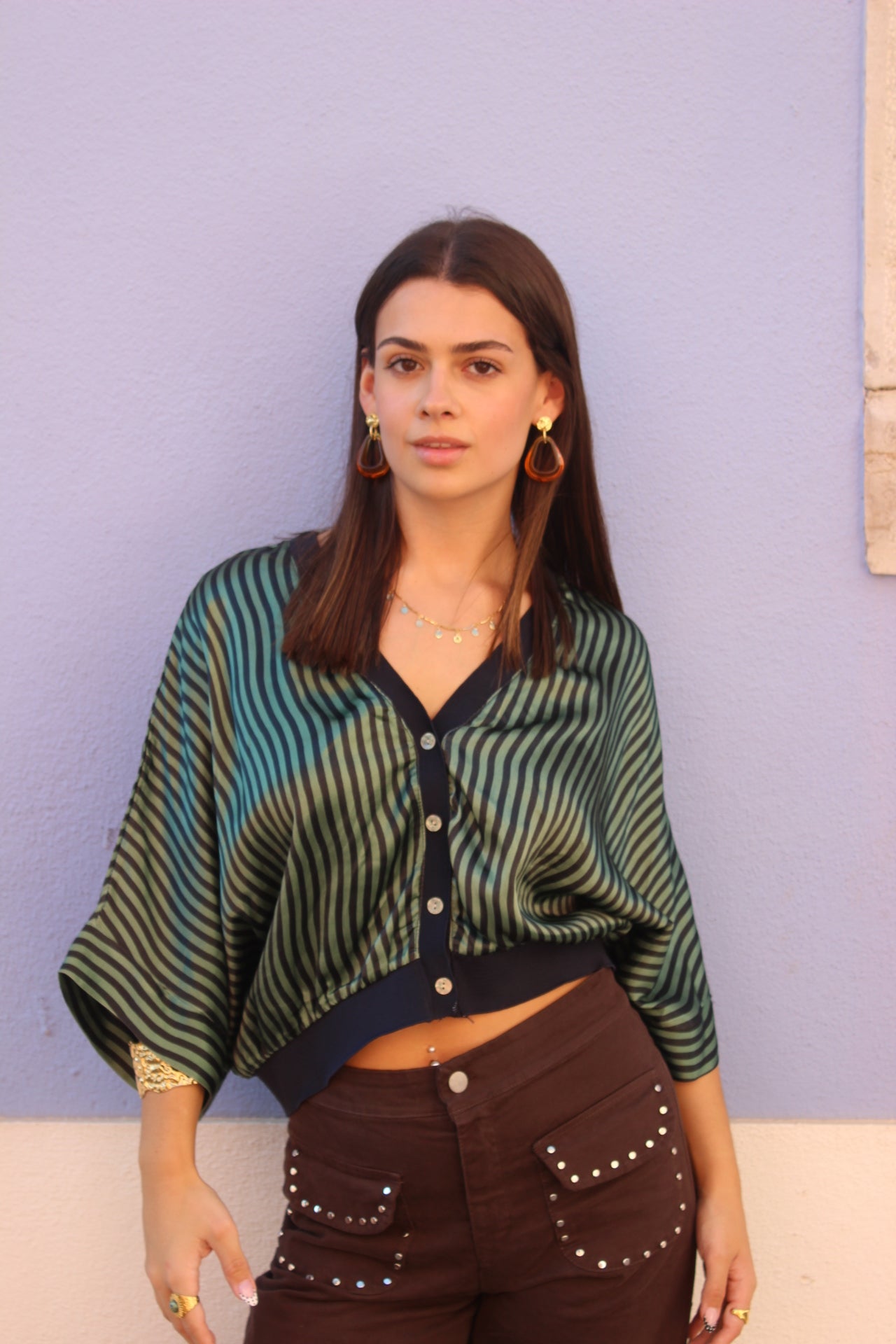 Casaco Acetinado Riscas