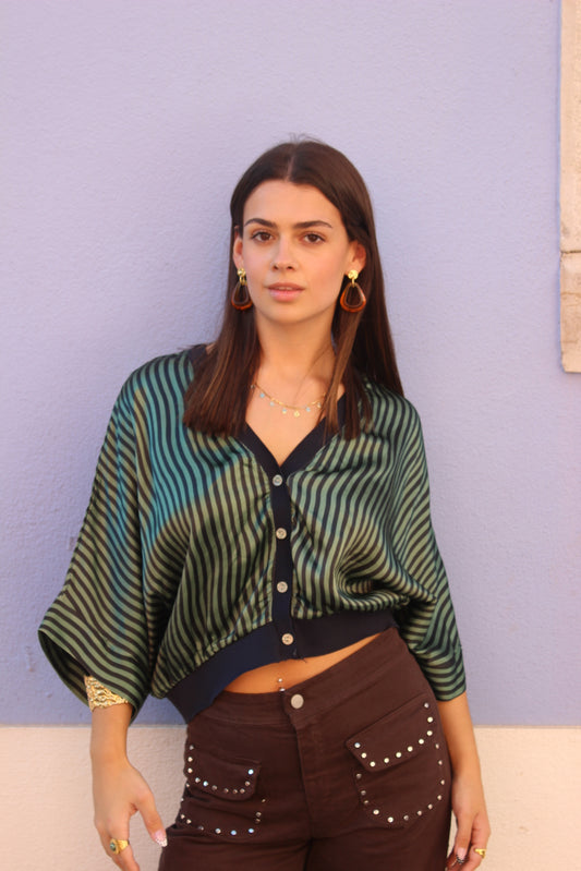 Casaco Acetinado Riscas